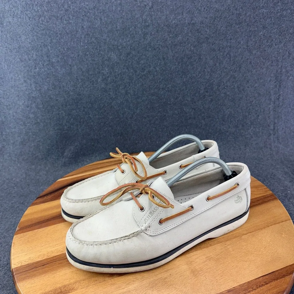 GH Bass White Leather Boat Shoes Mens Size 10M Heritage Collection T 049